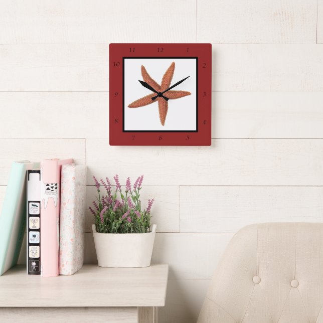 Starfish - Sherman Denton Fish Lithograph Square Wall Clock (Reading Room)