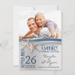 Starfish Silver and Blue Ribbon Save the Date