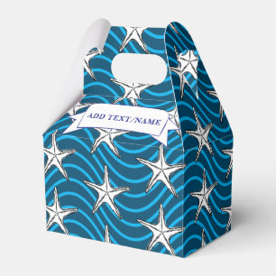 Starfish Sketch Blue Wave Patterns Custom Name Favour Box