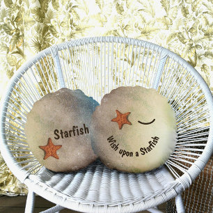Starfish Smiling Face Winking Whimsical Round Cushion