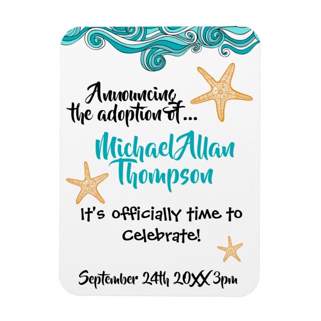 Starfish Story Adoption Party Announcement Magnet (Vertical)