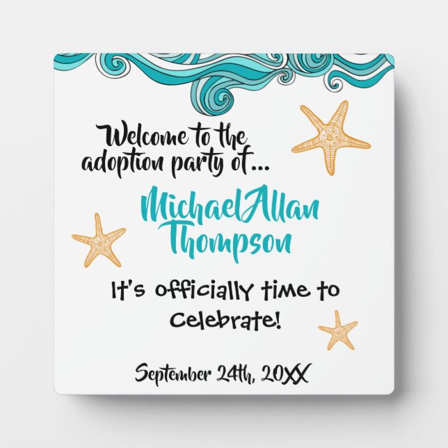 Starfish Story Adoption Welcome Sign Decor Plaque (Front)