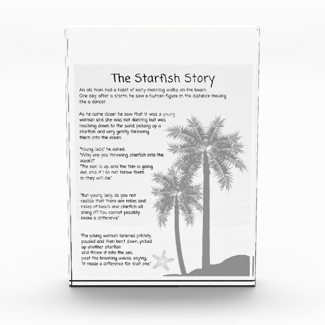 Starfish Story, Starfish Thrower, Starfish Poem Photo Block (Front)
