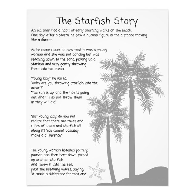 Starfish Story, Starfish Thrower, Starfish Poem Photo Print (Front)