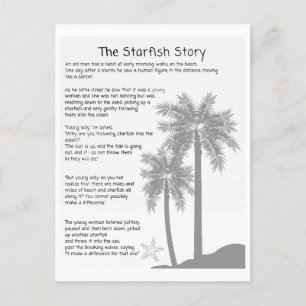 Starfish Story, Starfish Thrower, Starfish Poem Postcard