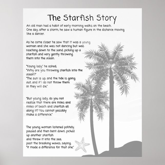 Starfish Story, Starfish Thrower, Starfish Poem Poster (Front)