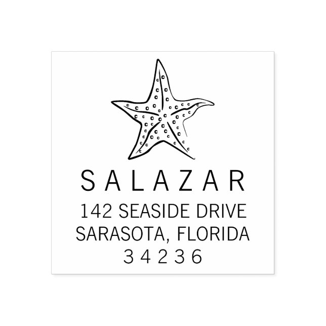 Starfish Style Beach House Return Address Rubber Stamp (Imprint)