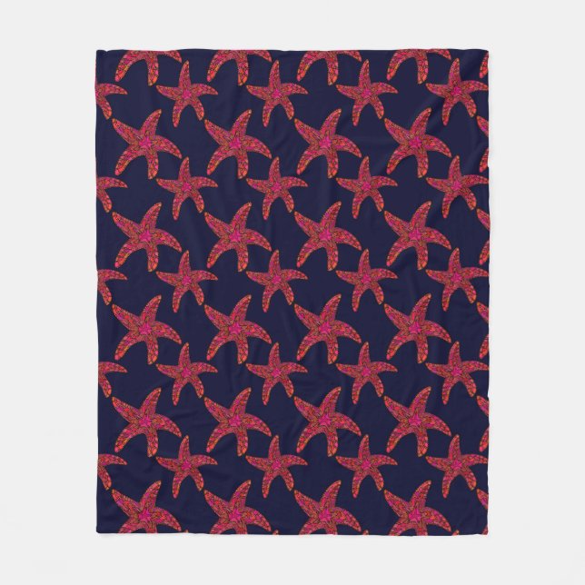 Starfish Style Pattern Fleece Blanket (Front)