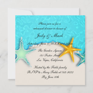 Starfish Summer Beach Rehearsal Dinner Invitation