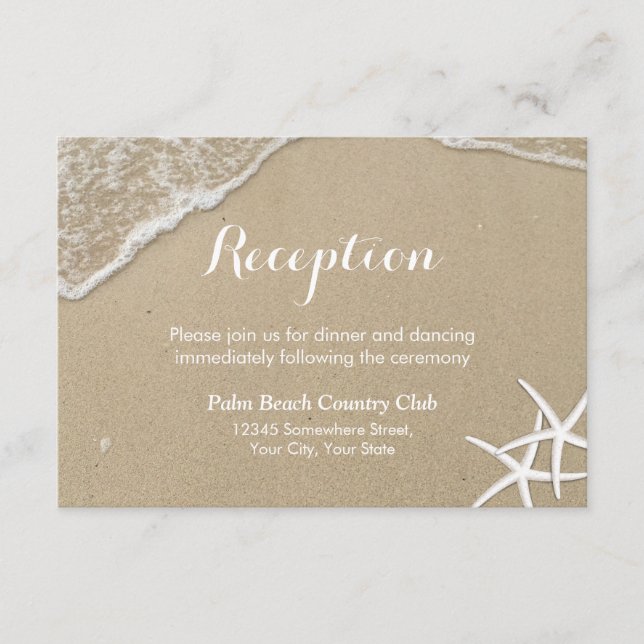 Starfish Summer Beach Wedding Reception Enclosure Card (Front)