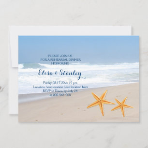 Starfish summer beach wedding rehearsal dinner invitation