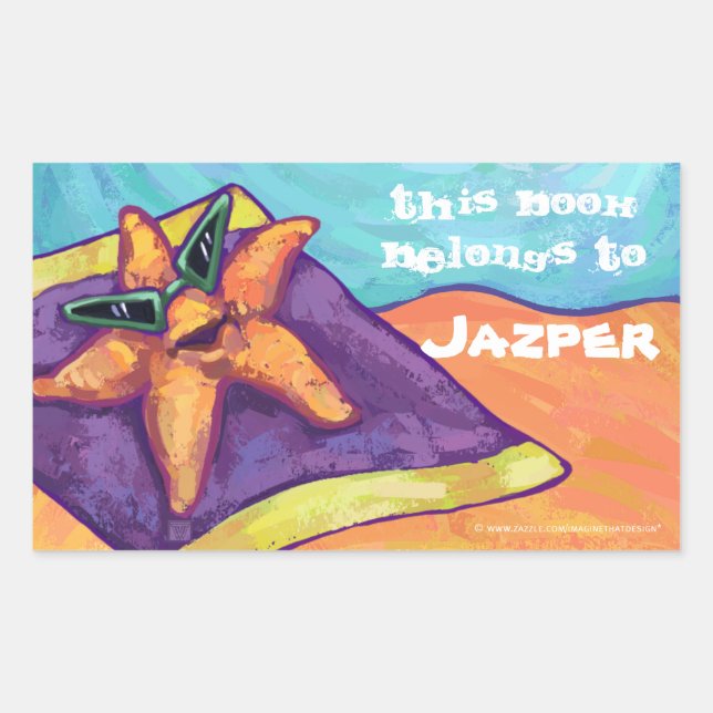 Starfish Sunbathing Bookplate Stickers (Front)