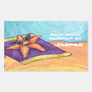 Starfish Sunbathing Bookplate Stickers