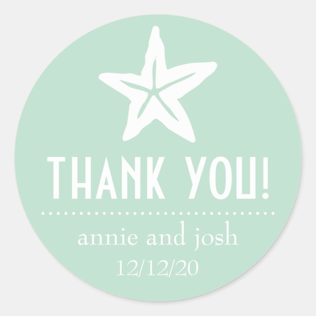 Starfish Thank You Labels (Sage Green) (Front)