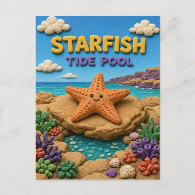 Starfish, Tide Pool Clay Art Postcard (Front)