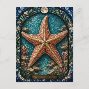 Starfish, Tide Star Stained Glass Postcard