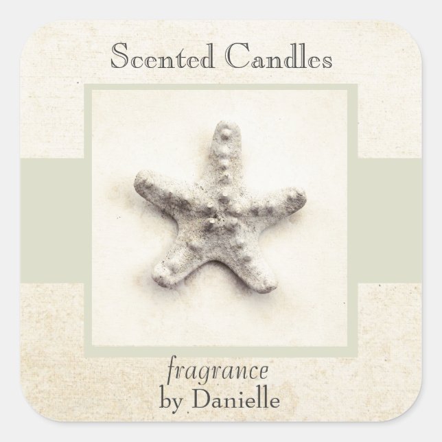 Starfish tranquil sea home made candle label (Front)