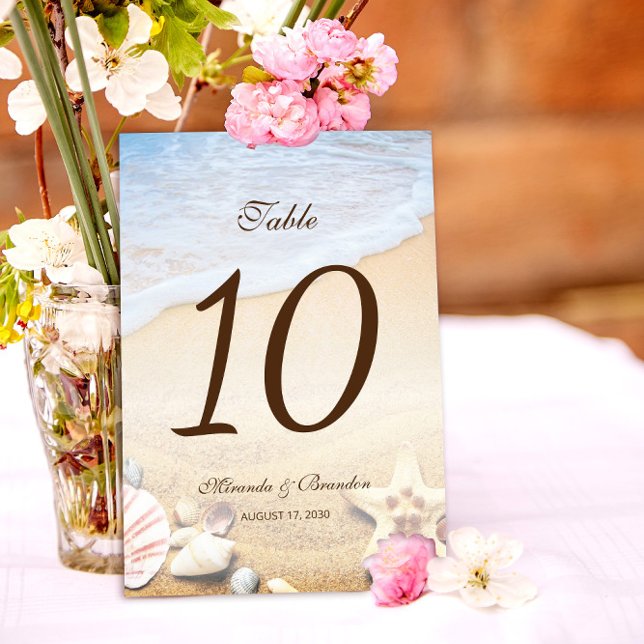 Starfish Tropical Beach Wedding Table Number (Creator Uploaded)