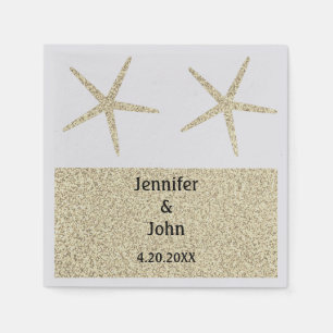 Starfish Tropical Gold Glitter Silver Wedding Cute Napkin