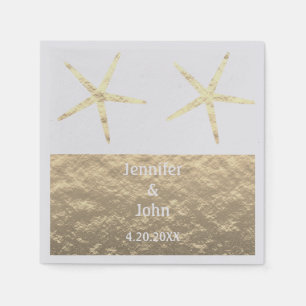 Starfish Tropical Gold Silver White Custom Wedding Napkin