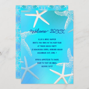 Starfish Tropical New Years Eve Party Invitation
