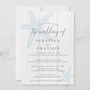 Starfish Tropical Rustic Beach Wedding All in One  Invitation