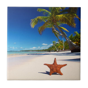 Starfish Tropical Sandy Beach Palm Tree Island Tile