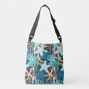 Starfish Vintage: Dark Striped Background. Crossbody Bag