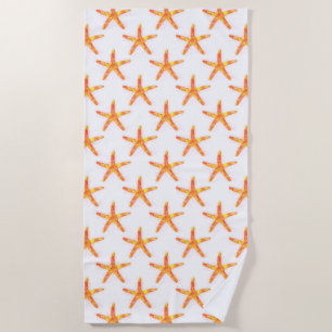 Starfish Watercolor Art Pattern Beach Towel