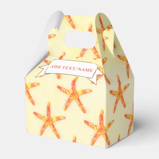 Starfish Watercolor Art Pattern Custom Name Favour Box (Front Side)