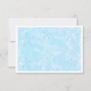Starfish Watercolor Blank Pastel Blue Card