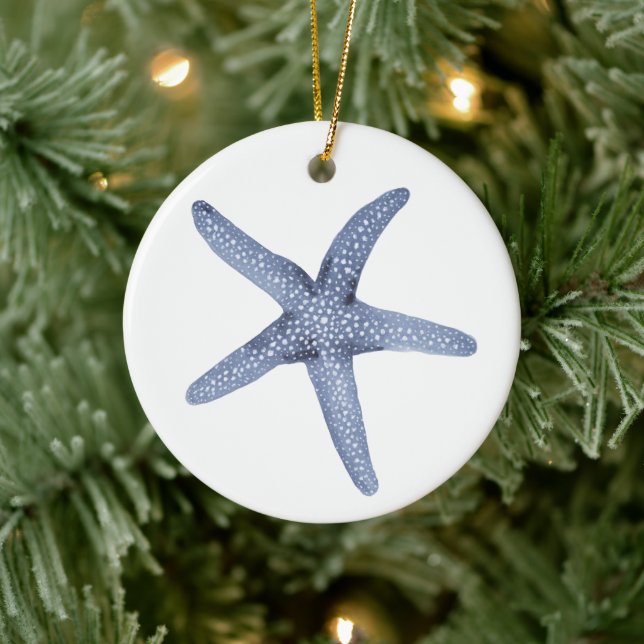 Starfish watercolor blue ornament (Tree)