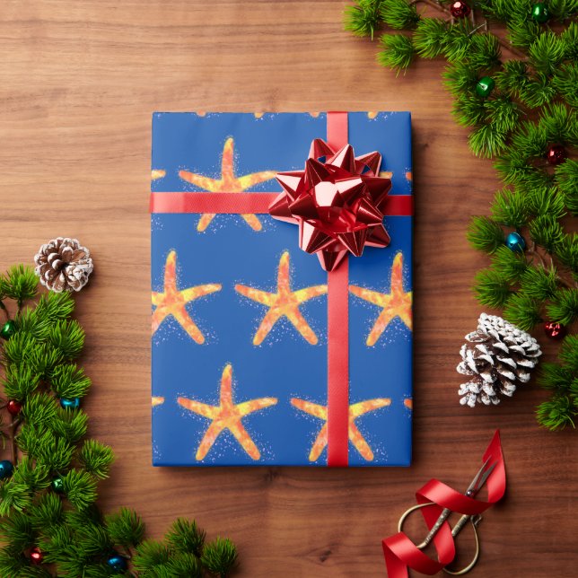 Starfish Watercolor Pattern Wrapping Paper (Holiday Gift)
