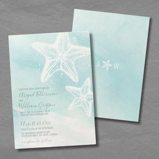 Starfish Watercolor Summer Beach Wedding Invitation (Starfish Watercolor Summer Beach Wedding Invitation)