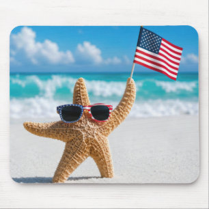 Starfish Waving the American Flag Mouse Mat