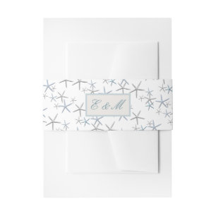 Starfish Wedding Initials Invitation Belly Band