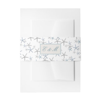 Starfish Wedding Initials Invitation Belly Band