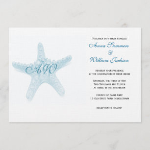 Starfish Wedding Invitation - Blue
