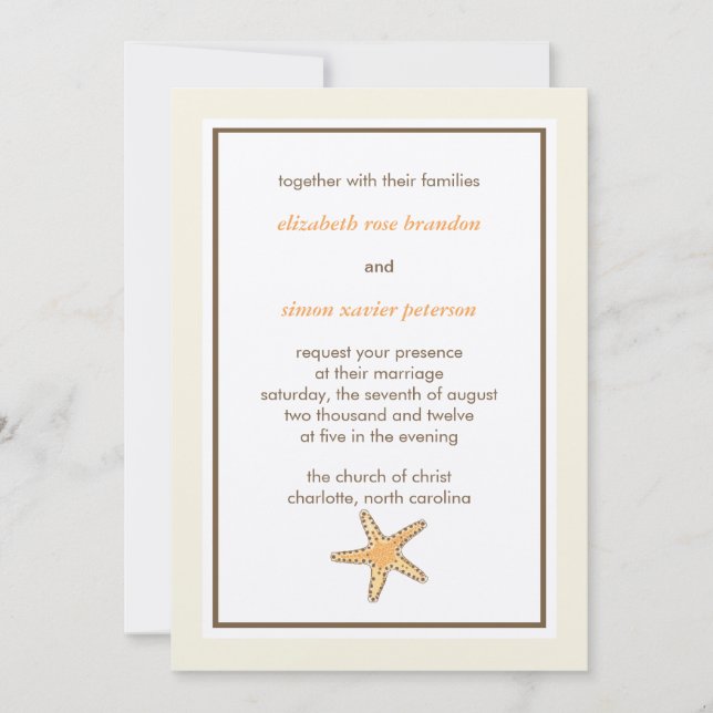 Starfish -wedding invitation card (Front)