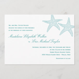 Starfish Wedding Invitation - Turquoise
