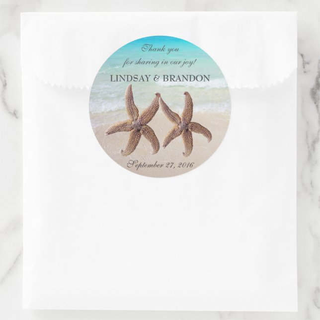 Starfish Wedding Ocean Thank You Favour Labels (Bag)