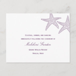Starfish Wedding Reception Card - Purple