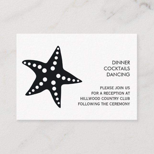 Starfish Wedding Reception Enclosure Card (Front)