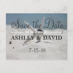 Starfish Wedding Rings Save the Date Announcement Postcard
