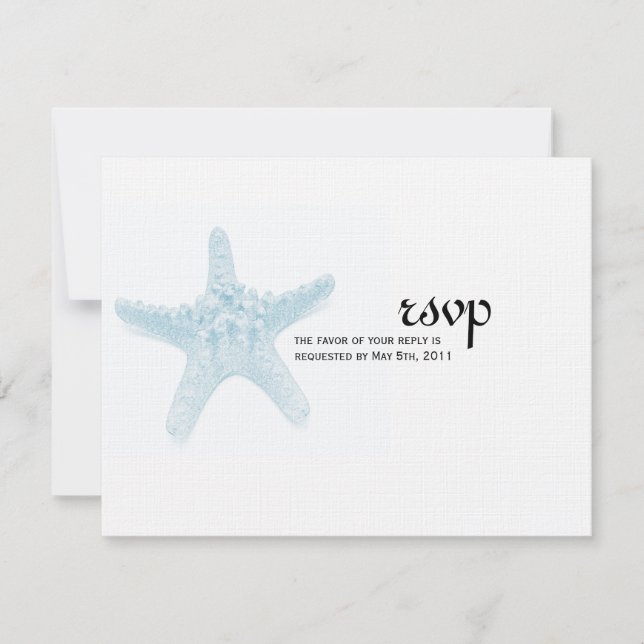 Starfish Wedding RSVP Card - Blue (Front)
