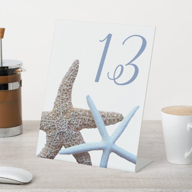 Starfish Wedding Standing Table Number sign (In SItu)