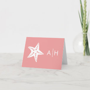 Starfish Wedding Thank You Cards, Pink
