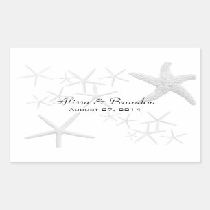 Starfish Wedding Water Bottle Wrapper Template Rectangular Sticker