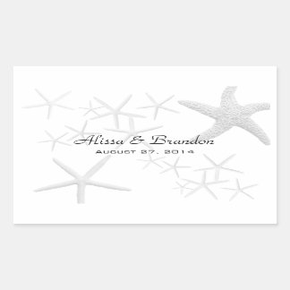 Starfish Wedding Water Bottle Wrapper Template Rectangular Sticker