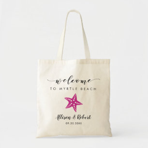 Starfish Wedding Welcome Bag, Beach, Fuchsia Pink Tote Bag